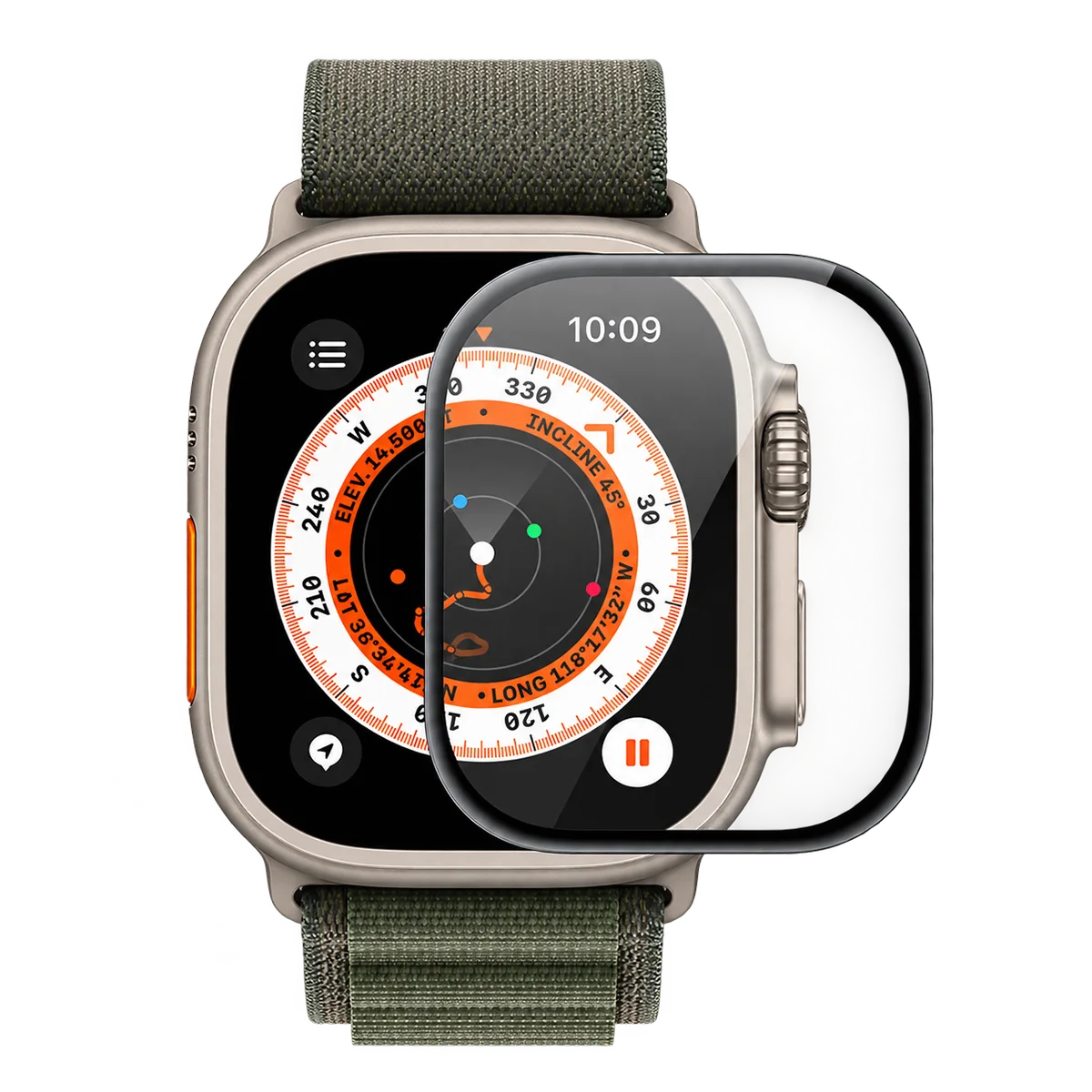 Mica de Vidrio Templado Apple Watch Ultra 49 mm – Borde Negro