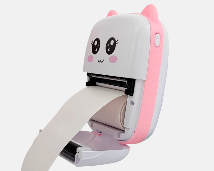 Mini impresora térmica multifuncional portátil Baihuo MY-7248, color rosado, sin tinta con bluetooth y bateria de 1000mAh, fácil de usar, se conecta con celular