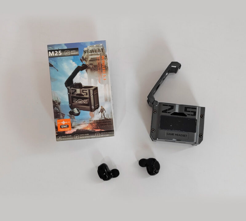 Auriculares inalambricos M25 con PowerBank y case de metal de alta calidad de sonido compatible con android/IOS, bluetooth5.3