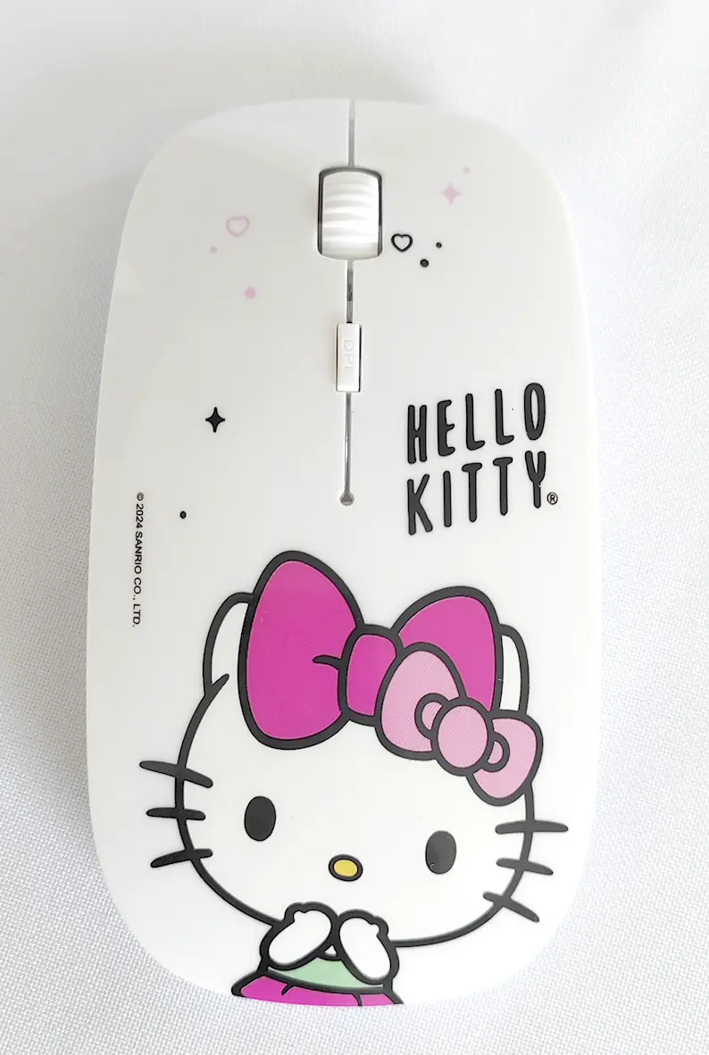Mouse ergonómico inalámbrico Hello Kitty en color blanco  para lapto, computadora con usb 2.0