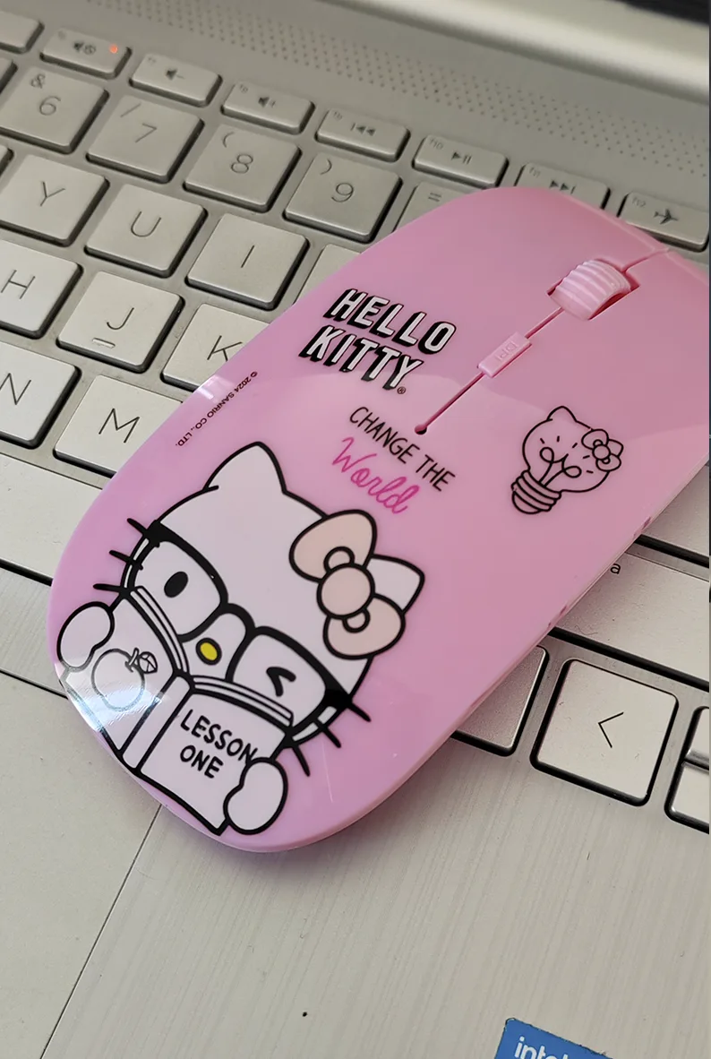 Mouse ergonómico inalámbrico Hello Kitty en color rosado  para lapto, computadora con usb 2.0 (copia)