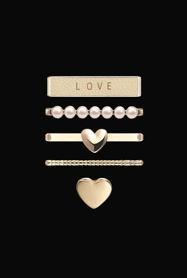 Charms de acero inoxidable para smartwatch de correas de 22mm, love con perlas y corazones