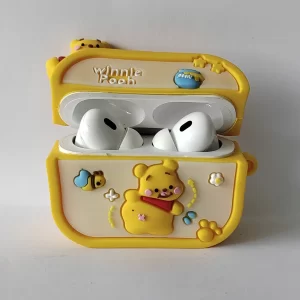 Funda para AirPods pro de segunda generación de silicona amarilla con diseño 3D de Winnie the Pooh para auricualares inalambricos