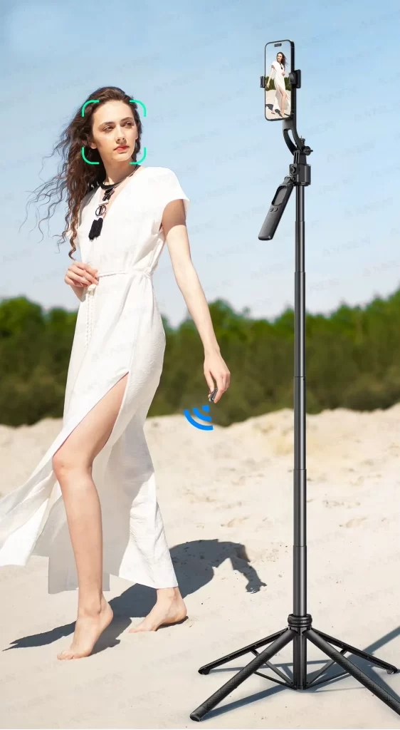 Tripode con giro de 360 grados y reconocimiento facial